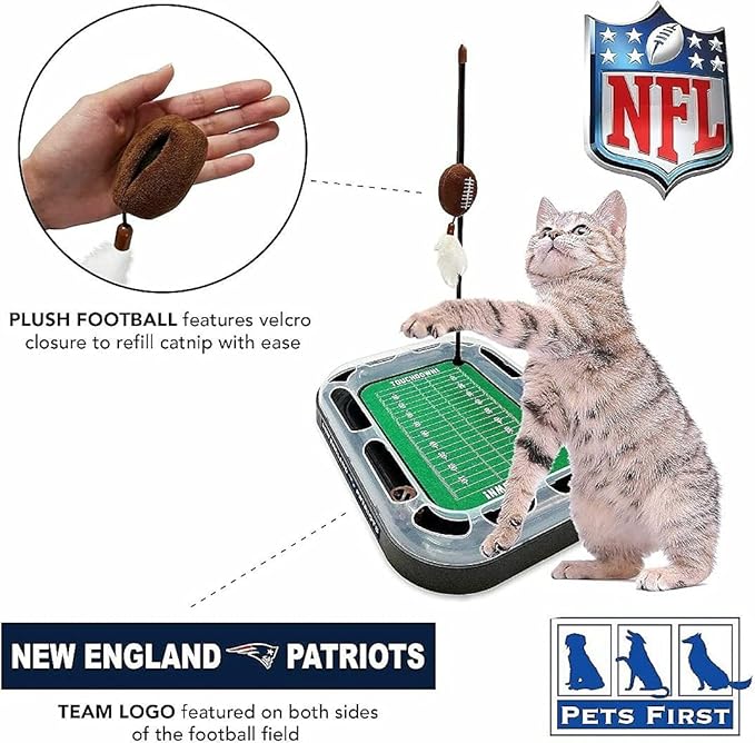 CAT SCRATCHING BOARD NFL LOS VEGAS Raiders Football Field CAT Scratcher Toy. + Catnip Filled Plush Football Toy&Feather Cat Toy Hanging with Jingle Bell Interactive Ball Cat Chasing 5-in-1 Kitty Toy