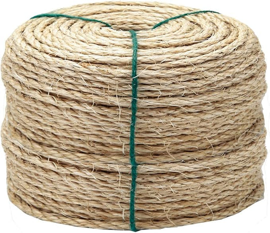 4mm Natural Sisal Rope, 164-Feet, for Cat Scratcher Repair and DIY Cat Tree, Replacement for Cat Scratcher, Make New Cat Toy, Wide Application, Length Choices