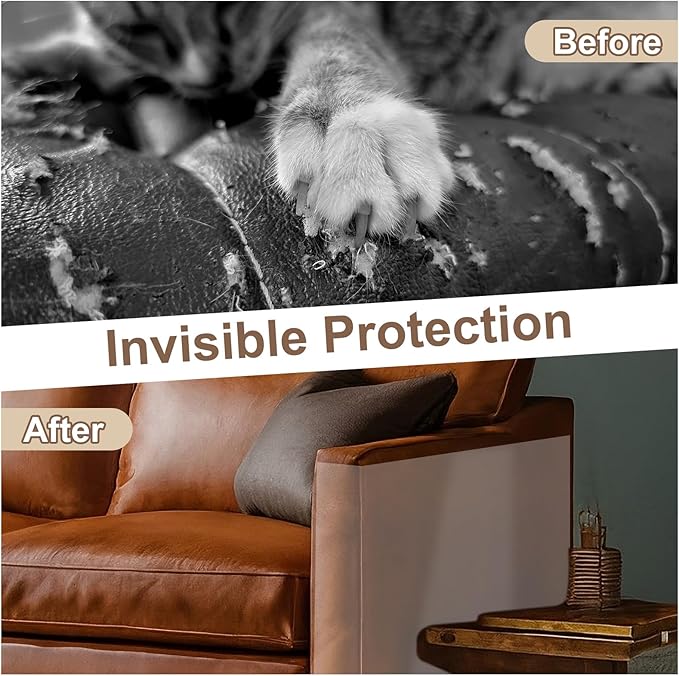 uxcell Anti Scratch Furniture Protector, 1 Roll 118" x 8" Single-Sided Sticky Couch Protector from Cat Claws, Clear Protectors from Cats Scratching for Sofa Corners, Walls, Doors