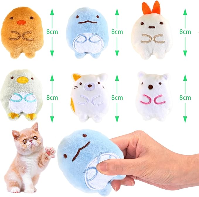 6 Pack Catnip Toys for Indoor Cats – Plush Chew & Kick Toys for Kittens and Adults – Catnip Stuffed Soft Cat Toys for Exercise, Anxiety Relief & Interactive Play