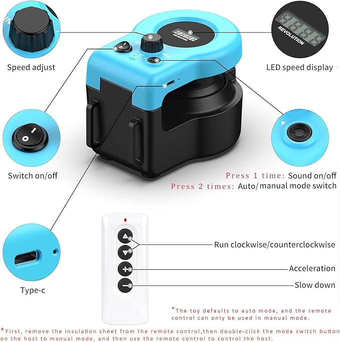 AsFrost Upgraded Interactive Cat Toy for Indoor Cats, Auto/Manual Control DIY Cat Feather Mouse Toy Treadmill for Bored Kitten Puppy Play Chase Run Exercise Hunting Mental Stimulation-Sky Blue