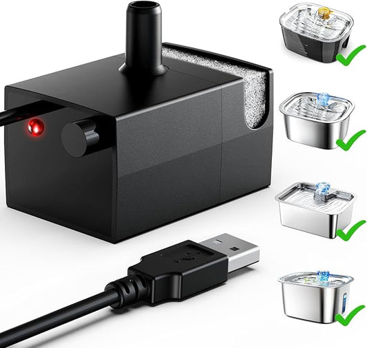 Replacement Dog Water Fountain Pump for lesotc Stainless Steel Pet Fountains, Quiet Cat Water Bowl Dispenser Pump with LED Low Water Shut Off, Fits 3 Gallon Large Dog Models D2223 D2322 D2341 D2419