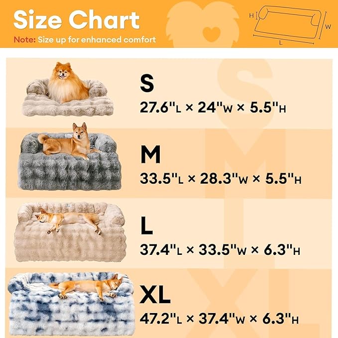 FUNNY FUZZY Pet Fluffy Fuzzy Couch Cover, Calming Washable Dog Bed Sofa Protector Pets Mat for Small Dogs and Cats (Coffee,27.56 × 24.02 × 5.51 in)