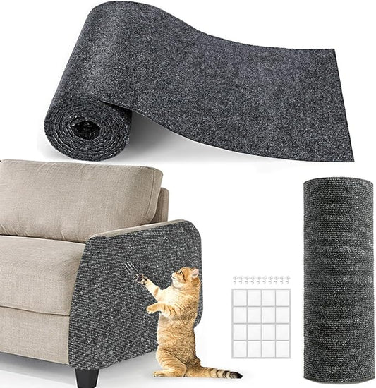 78.7"x15.8" Cat Scratching Carpet Mat Furniture Protector, Covering DIY Cat Tower,and Replacement Pads, Self-Adhesive Trimmable Mat Darkgrey