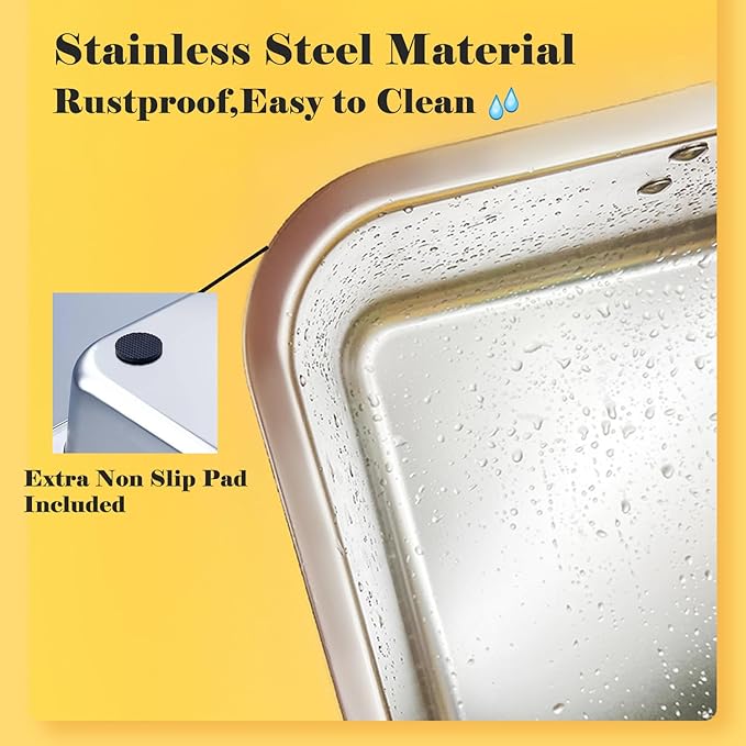 LIHONG Stainless Steel Cat Litter Box,Extra Large Metal Litter Box for Big Cats Kitty Rabbits,No Smell,Non Stick,Easy to Clean(24" Lx16 Wx6 H,XL)