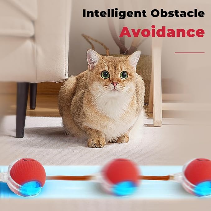 3pcs Smart Interactive Pet Toy Ball, Self Rolling Dog Ball Interactive Cat Toys, 360° Smart Automatic Rolling Ball Toy for Dogs Cats Indoor Outdoor Play (Red&Green&Grey)