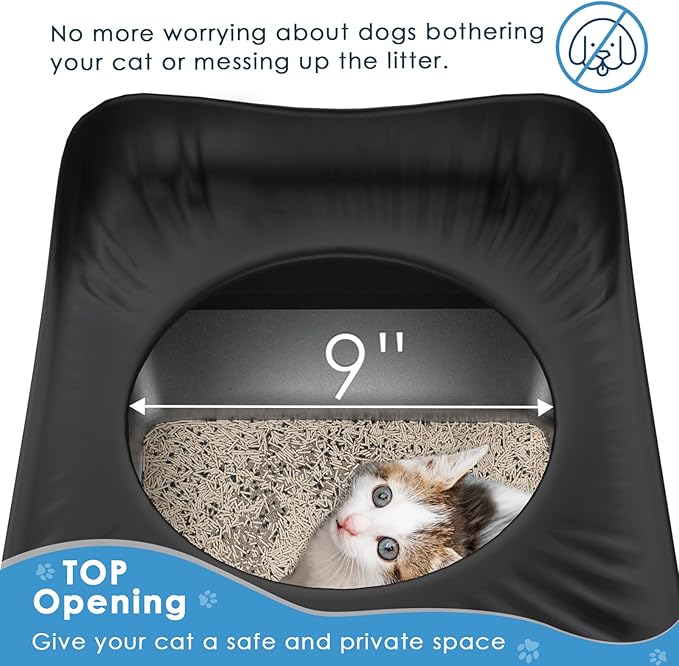 Top Entry Cat Litter Box with Lid, Stainless Steel Extra Large Enclosed Cats Kitty Litter Pan Easy Cleaning, XL Metal High Side litter Boxes Tray, Cat Box Enclosure, Never Absorb Odor or Rust