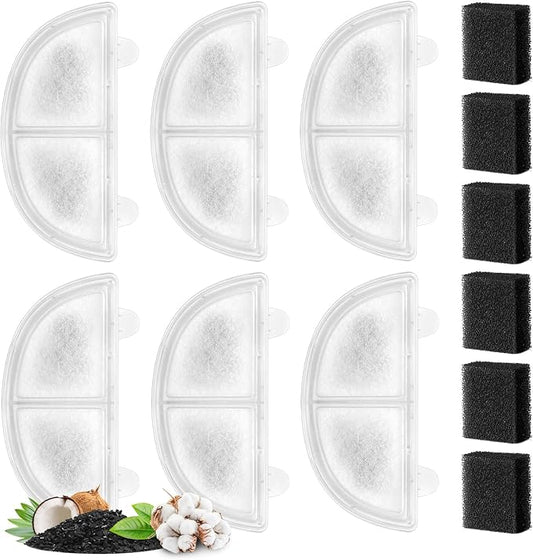 6 Pack Pet Fountain Replacement Filters for Wireless Pumps Cat Water Fountain Dog Water Dispenser WF20/CF20, Triple Filtration System Replacement Filters