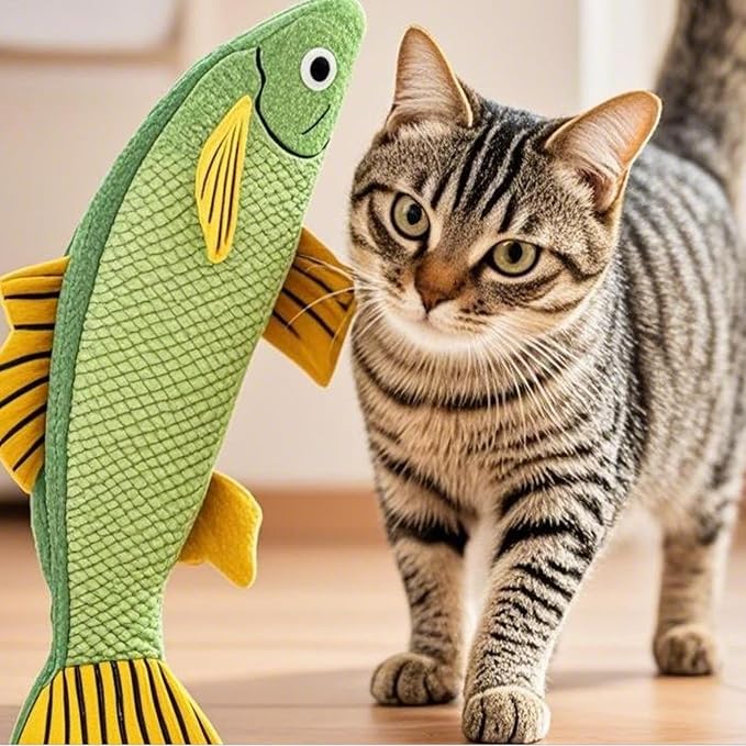 Cat Toys for Bored Indoor Adult Cats - Catnip Toys for Mental Stimulation, Interactive & Durable Kicker Toys for Solo Play, Best for Lazy or Senior Cats(Green