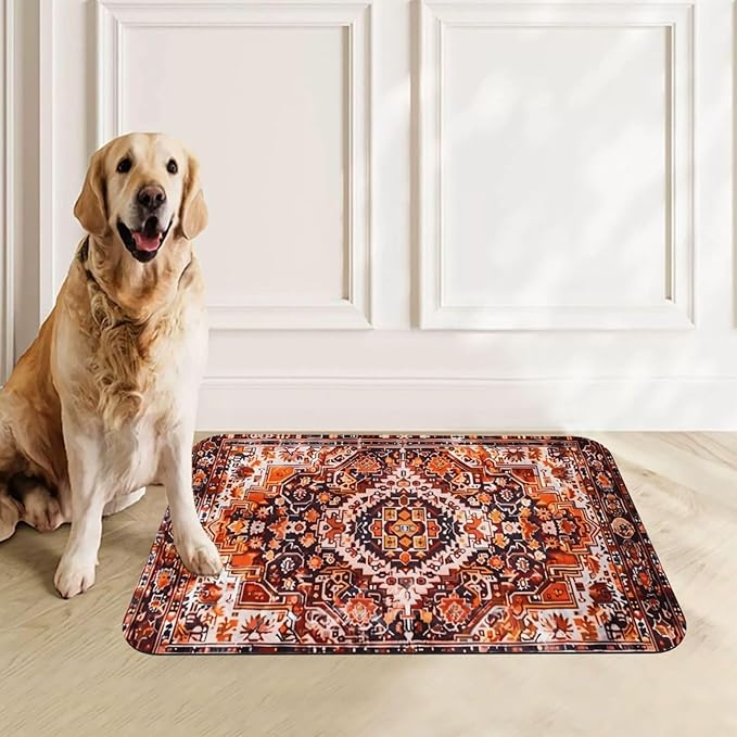 Boho Craft Design Dog Food Mat Absorbent Bowl Mats No Stains Quick Dry Waterproof Pet Cat Placemats for Food and Water, 30x45cm