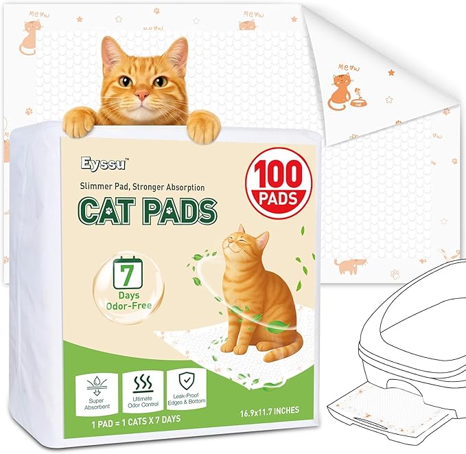 Litter Pads Compatible with Breeze Litter Box System, 100ct Super Absorbent Pee Pads for Cats, Odor Control Cat Pads Refills 16.9 X 11.7 Inch, Unscented