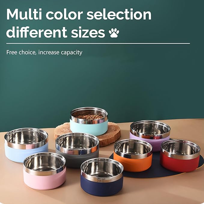 Personalized Dog Bowls with Name, BUGMKCS Customized Steel-stanless Pet Water Bowls for Both Cat & Dog, Engraved Dog Water Bowl, Durable Cute Double Layer Reinforcement Cat Food Bowl for Pets Gifts