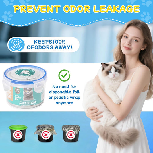 REFLYING Canned Cat Food Storage Lids,Reusable Airtight Can Cover Pet Food Sealer - Keeps Cat Food Storage Can Fresh, Cat Food Container Eliminates Odor, Easy To Use With SUS 304 Spoon,Can Opener