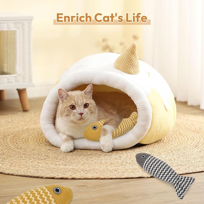 2 Pcs Catnip Toys Fish, Self Play, Cat Toys for Indoor Cats and Kitten, Catnip Cat Toy, Interactive Kitten Exercise Kicker Toys for Indoor Cats 7.8 Inches for All Breeds