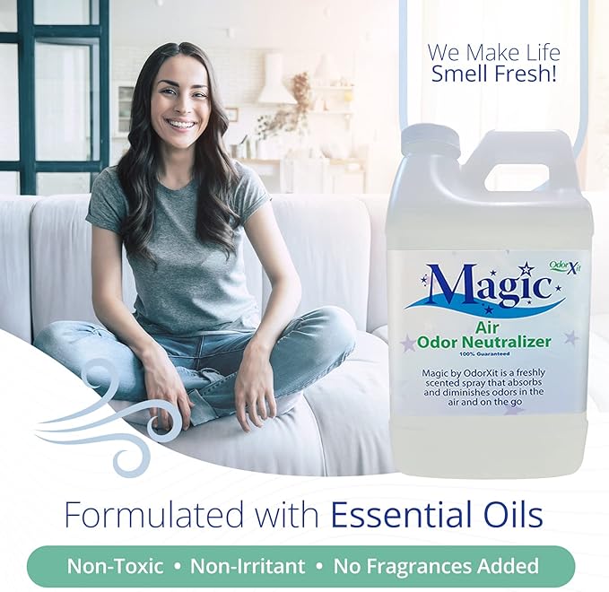 Magic Air Odor Neutralizer Spray, Powerful Dog & Cat Urine Odor Neutralizer, Safe Air Refresher for Home, Safe Odor Absorber for Pet, Closet & Any Strong Odor Remover, 64oz