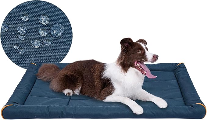 Miguel Oxford 900D Outdoor Waterproof Dog Bed for Metal Dog Crates Water-Resistant All Weather Pet Mat Durable Easy Wipe Clean Travel Indoor Outdoor Puppy Cat Crate Bed 40inch, Dark Blue