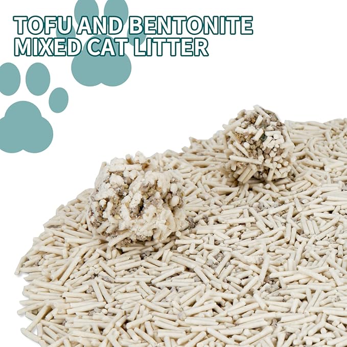 Plant-Based Cat Litter, Odor Control Quick Clumping Tofu Cat Litter, 12 lbs, Low Tracking Dust Control Lightweight Flushable Unscented Natural Kitty Litter