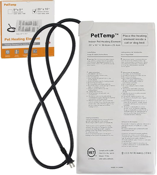Pet Bed Warmer, Compact Heating Pad Insert for Cat Dog Beds, Turn Any Pet Bed Into a Heated Pet Sleep Pad, Waterproof Heated Mat with Chew-Resistant Cord, Safe and Warm (L:20' x 10'')