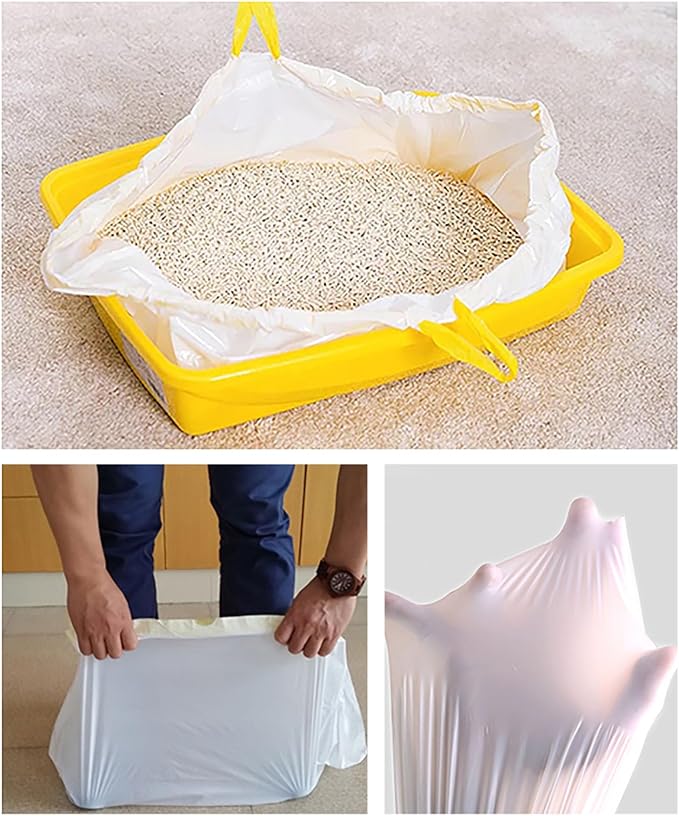 120 Count Cat Drawstring Litter Box Liners 26.6 x16.7 inches 2 Mils Heavy Duty Leak-proof Cat Poop Bags Extra Durable Compatible with 3/4, 10-12 Gallons