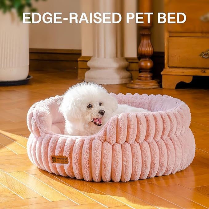 MEWOOFUN Dog Bed for Medium Dogs, Washable Large Cat Beds for Indoor Cats, Donut Pet Bed for Dogs and Cats with Anti-Slip Bottom (Pink, 27"x27"x10")