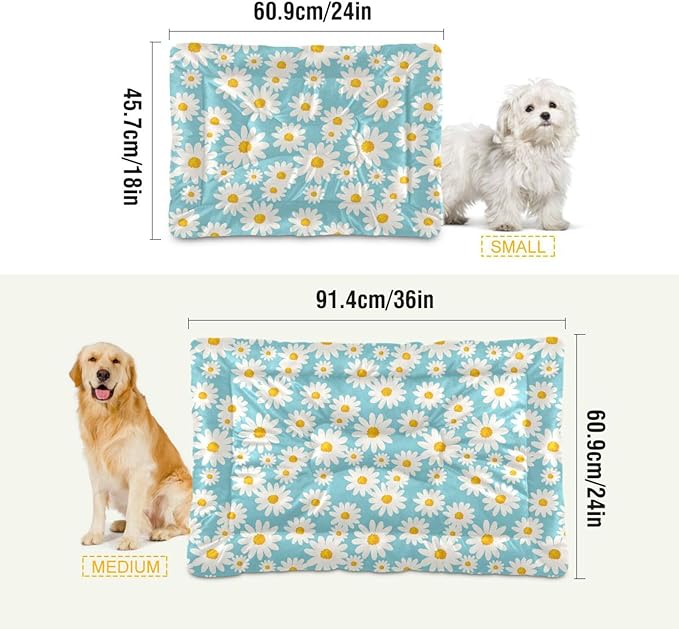 Pet Bed Daisy Floral Dog Bed Mat Absorbing Non Slip Pad Pet Sleeping Mat for Small, Medium, and Large Dogs Puppy Cat 36 in x 24 in