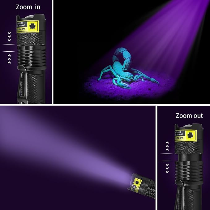 395nm UV Flashlight, Mini Ultraviolet Flashlight Detector for Pet Urine Stains, Small Black Light Flashlight for UV Glue Curing, AC Leak Detection & Scorpion, Rocks & Scorpions Finder
