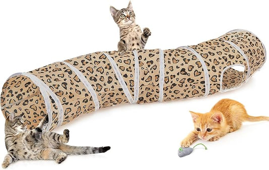 Glittme Cat Tunnel, Cat Tunnels for Indoor Cats, S-Shape Cats Cave with Cat Toys, Foldable Cat Tubes and Tunnels for Cats, Rabbit, Puppy, Guinea Pig