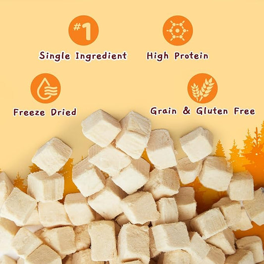 Jungle Calling Freeze-Dried Chicken Treats for Cats & Dogs, Single Ingredient, Grain-Free, High Protein Training Rewards & Food Topper (Chicken Cubes, 3.2 oz)