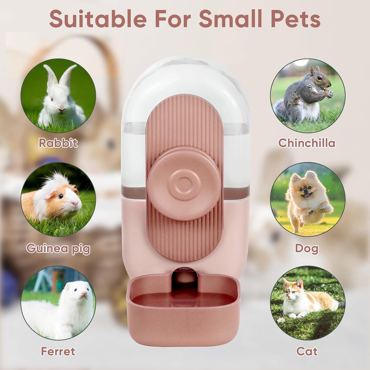 28oz Hanging Automatic Water Dispenser，Rabbit Water Bottle,Bunny Guinea Pig Ferret Water Bowl for Cage,Suitable for Small Animal Puppies(Cage Grid Spacing Over 1.2'')