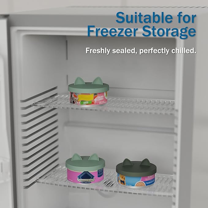 OHMO 2 Pack Pet Food Can Lids, (3.3 in / 85mm) Silicone Pet Food Can Lids Covers for 5.5 oz Cat and Dog Food Cans, Camo&Light Green