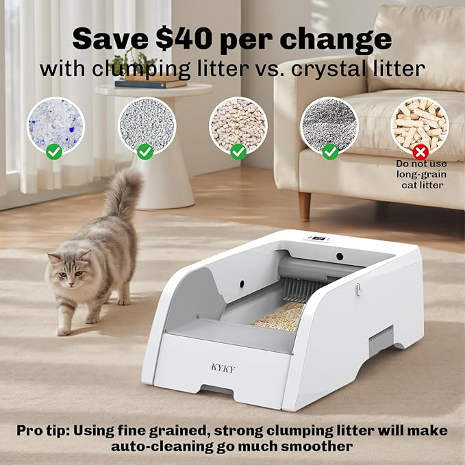 2 in 1 Self Cleaning Litter Box with APP Control, Open or Covered Canopy Design to Meet Cats' Varying Preferences, Large Automatic Cat Litter Box for Multiple Cats, Quiet, Odorless & Safe
