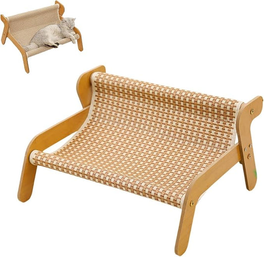 The Claw Lounge, Cat Sisal Chair, 2 in 1 Cats Hammock Lounge, Wear-Resistant Scratching Pad Lounge Chair, Cat-Friendly Summer Breathable Fabric for Indoor Cats (Cool Mat)