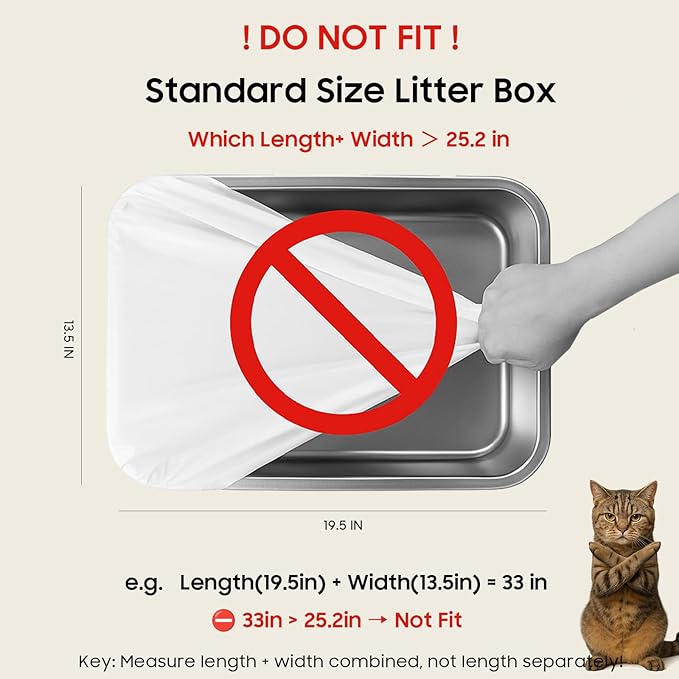 Cat Litter Box Robot 4 and 3 Waste Bags, 120 Pack Automatic Litter Box Bags, Thick Heavy Duty Cat Litter Box Liner Bags 25.2 x 15.7 IN
