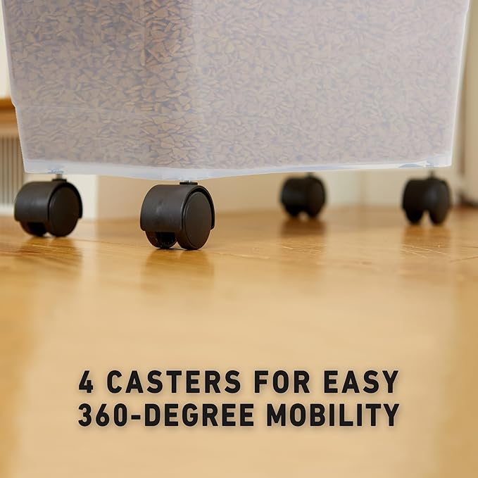 Mighty Tuff Airtight Dog Food Storage Container, Up to 36 lbs, with Portion Scoop – BPA Free Airtight Pet Food Bin on Wheels