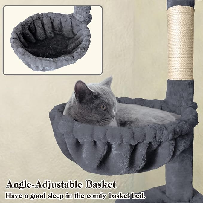 70" Cat Tree Tower for Indoor Cats, Multi-Level Cat Tower Condo with Sisal Scratching Post (Dark Gray)