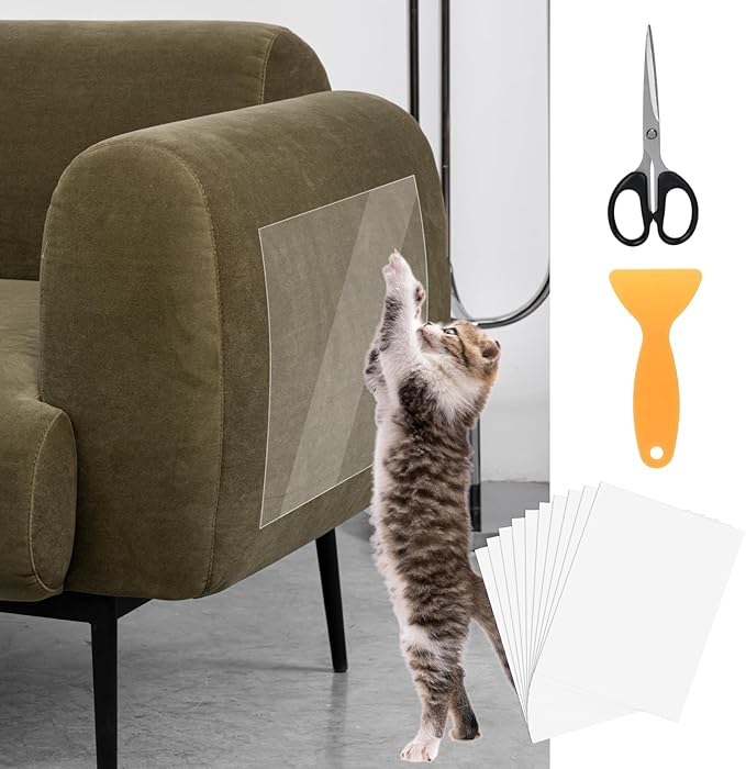 Cat Scratch Furniture Protector, Easy to Remove Couch Scratch Guard,Couch Protector from Cat Claws,Furniture Protection Pads and Cats Training Tape(10-Pack)