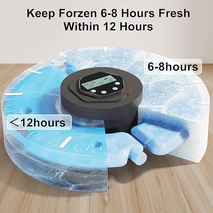 Automatic Cat Feeder Wet&Dry Food, 6 Meal Timed Pet Dispenser Easily Programmable &Easy to Clean,with 2 Ice Packs Auto Feeder for Cats/Small Dogs