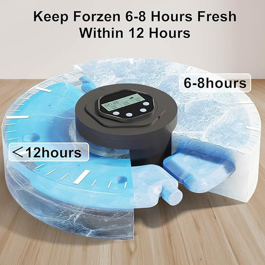 Automatic Cat Feeder Wet&Dry Food, 6 Meal Timed Pet Dispenser Easily Programmable &Easy to Clean,with 2 Ice Packs Auto Feeder for Cats/Small Dogs