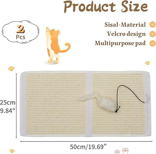 JanYoo 2 Pieces Cat Scratcher Mat for Table Leg Sisal Cat Scratching Pad Scratch Mat for Cat Scratch Pad Rug 19.69 × 9.84 in(White)