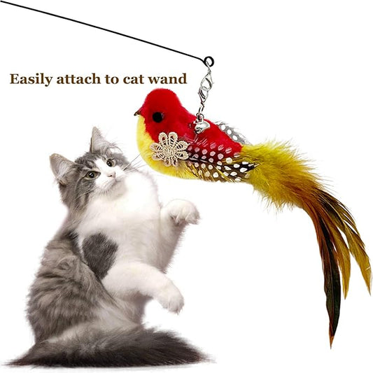 Cat Feather Toy Bird Refills, 12 Pieces Cat Wand Attachments Feather Bird Toy for Indoor Cats