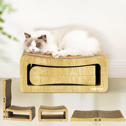 Cat Scratcher Cardboard 2 in 1 Cat Scratching Pad Multi-Functional Cat Scratch Board Furniture Scratcher Lounge Couch Bed for Indoor Cats Kitten to Play and Rest