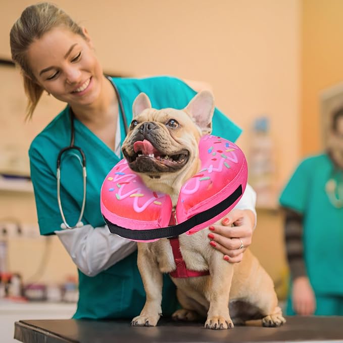 Katoggy Inflatable Dog Cone Collar for Small Medium Large Dogs and Cats, Soft Adjustable Blow up Donut E-Collar for Post-Surgery Use