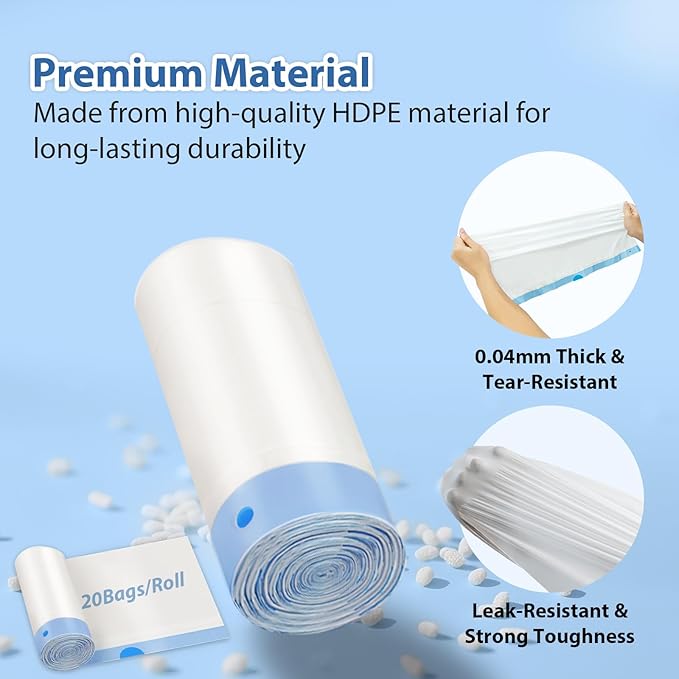 120 Count Drawstring Cat Litter Box Liners Compatible with PETKIT Pura Max2/Max/X,Extra Thick Cat Litter Bags,Tear-Resistant Waste Bags for Automatic Litter Box,Heavy Duty,Leak-Proof