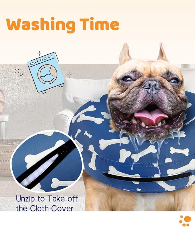 Supet Inflatable Dog Cone Alternative After Surgery - Neck Donut Recovery E-Collar for Neuter - Soft Cone for Small, Medium, Large Dogs