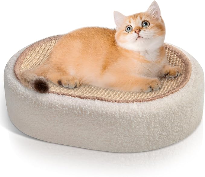 Cat Scratcher Bed 2 in 1, Sisal Cat Scratching Pads Beds for Kitten, with Anti-Slip, Protect Furniture Sofa, No Debris No Mess(16.5×12.5×4in)