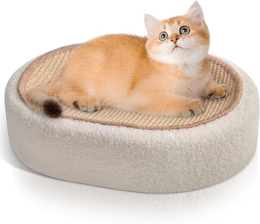Cat Scratcher Bed 2 in 1, Sisal Cat Scratching Pads Beds for Kitten, with Anti-Slip, Protect Furniture Sofa, No Debris No Mess(16.5×12.5×4in)