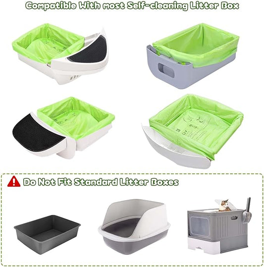 Biodegradable Cat Litter Liner Bags Compatible with LR 3, 4 and Most Self-Cleaning Litter Boxes, 60 Count Kitty Automatic Waste Drawer Liners, Drawstring Pet Compostable Replacement Poop Bags
