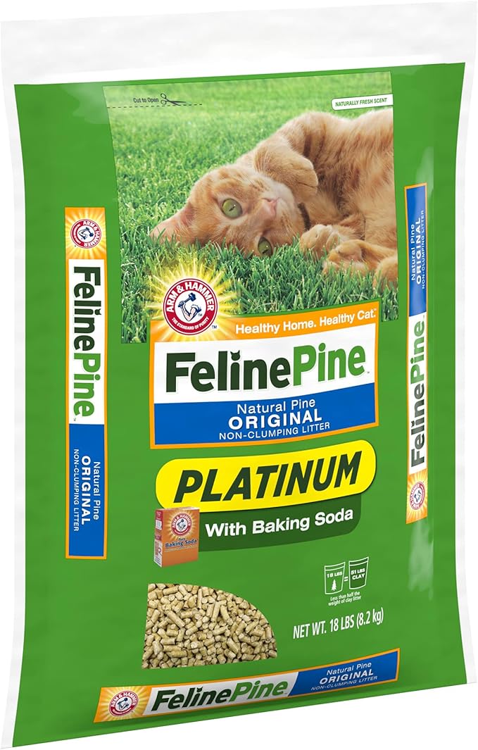 Feline Pine Platinum Non-Clumping Cat Litter, Feline Pine Cat Litter 18lb