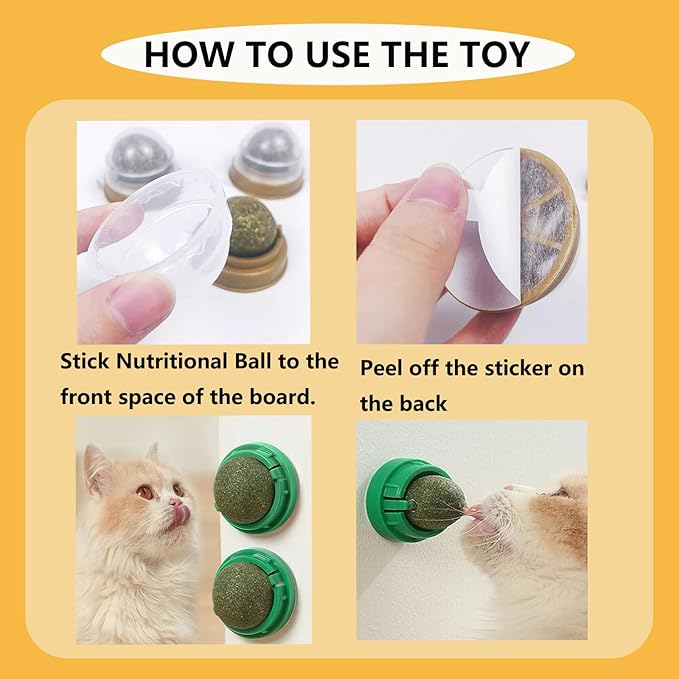 GATITOS Catnip Balls 1 Pcs, Catnip Ball for Cats Wall, Safe Healthy Kitten Chew Toys, Teeth Cleaning Dental Wall Treats, Edible Cats Lick Kitten Chew