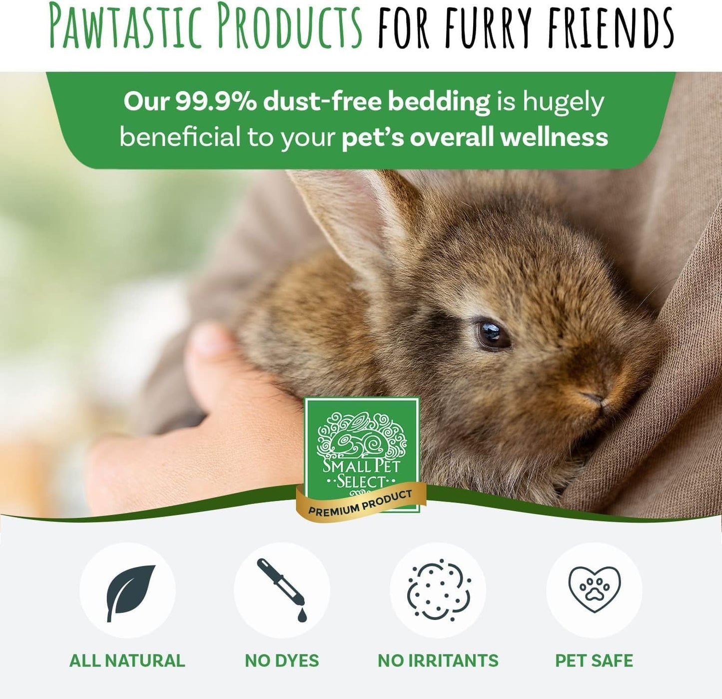 Small Pet Select Premium Small Animal Bedding, Natural Soft Paper Bedding for Small Indoor and Outdoor Pets, Made in USA, 56 L Pack,Beige